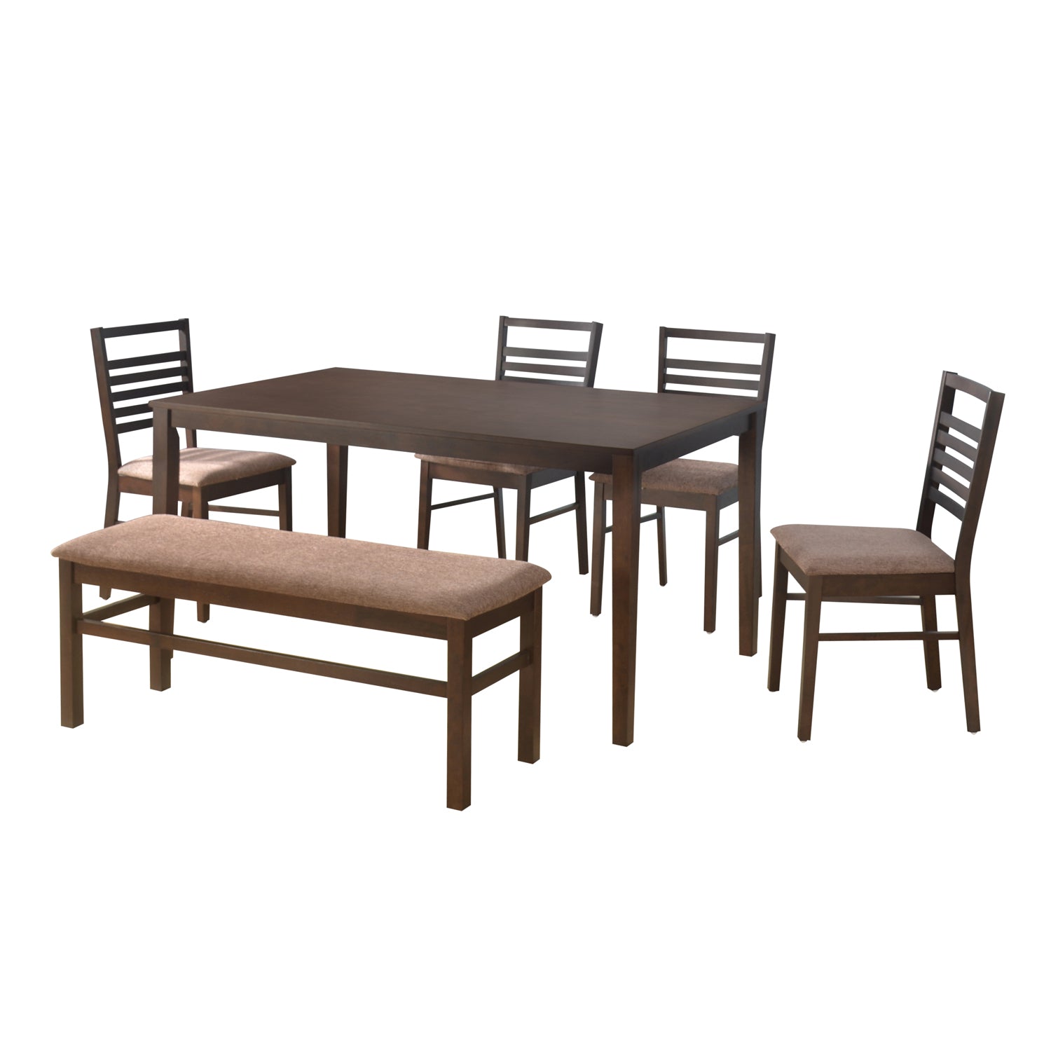 Gem 6 Seater Dining Set With Bench (Cappuccino)