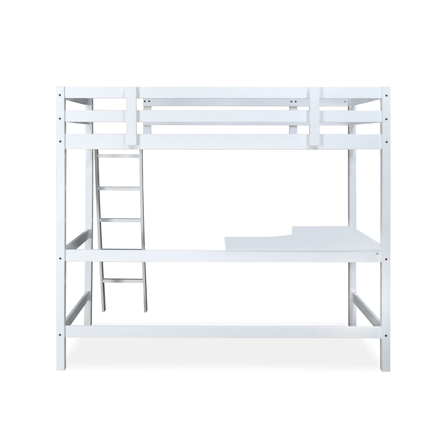 Genius Solid Wood Bunk Bed With Study Table (White)