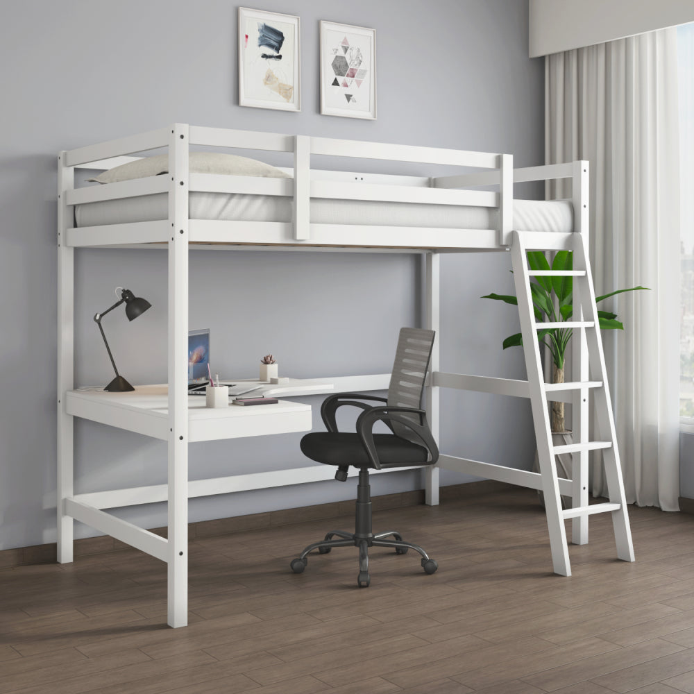 Genius Solid Wood Bunk Bed With Study Table For Kids (White) | Nilkamal  At-Home @Home