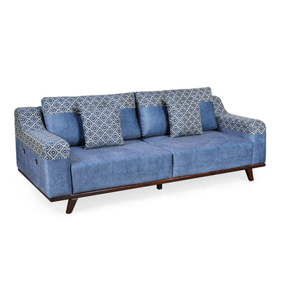 Gilmore 3 Seater Fabric Sofa Cum Day Bed (Blue)