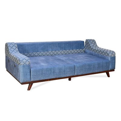 Gilmore 3 Seater Fabric Sofa Cum Day Bed (Blue)
