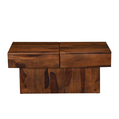 Gravel Solid Wood Coffee Table in Walnut Finish