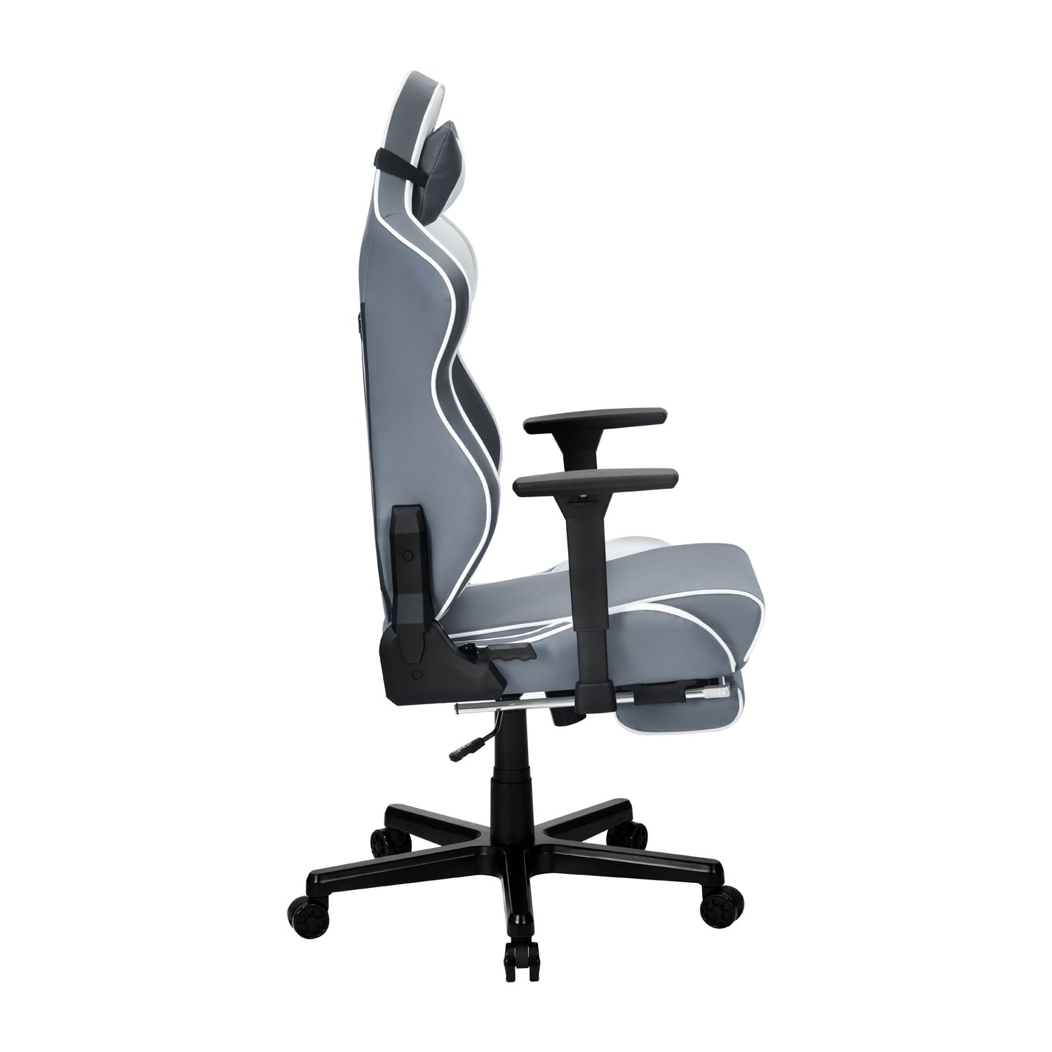 Greta Leatherette Ergonomic Gaming Chair with Neck & Lumbar Pillow (Grey & White)