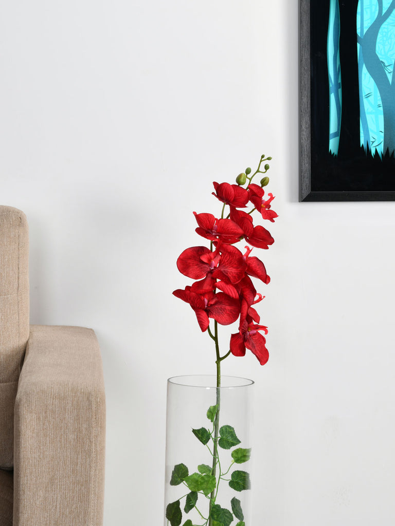 Orchid Butterfly Artificial Flower Stick (Red)