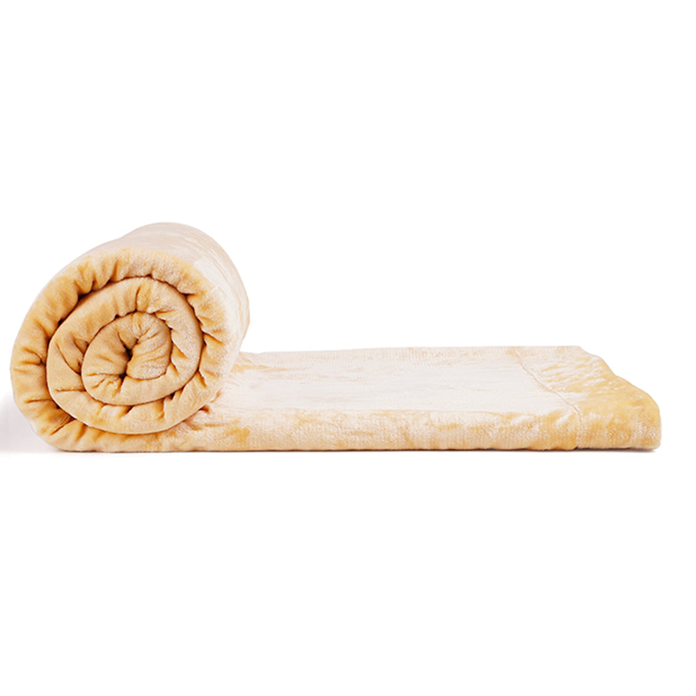 Arliss Sherpa Polyester Double Blanket (Gold)
