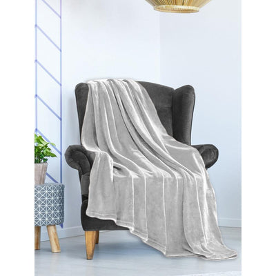 Arliss Solid Polyester Double Blanket (Light Grey)