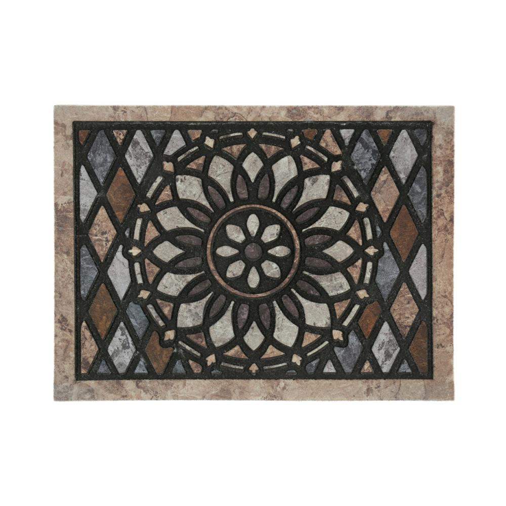 Geometric Rubber & Fabric 18" x 24" Doormat (Grey)