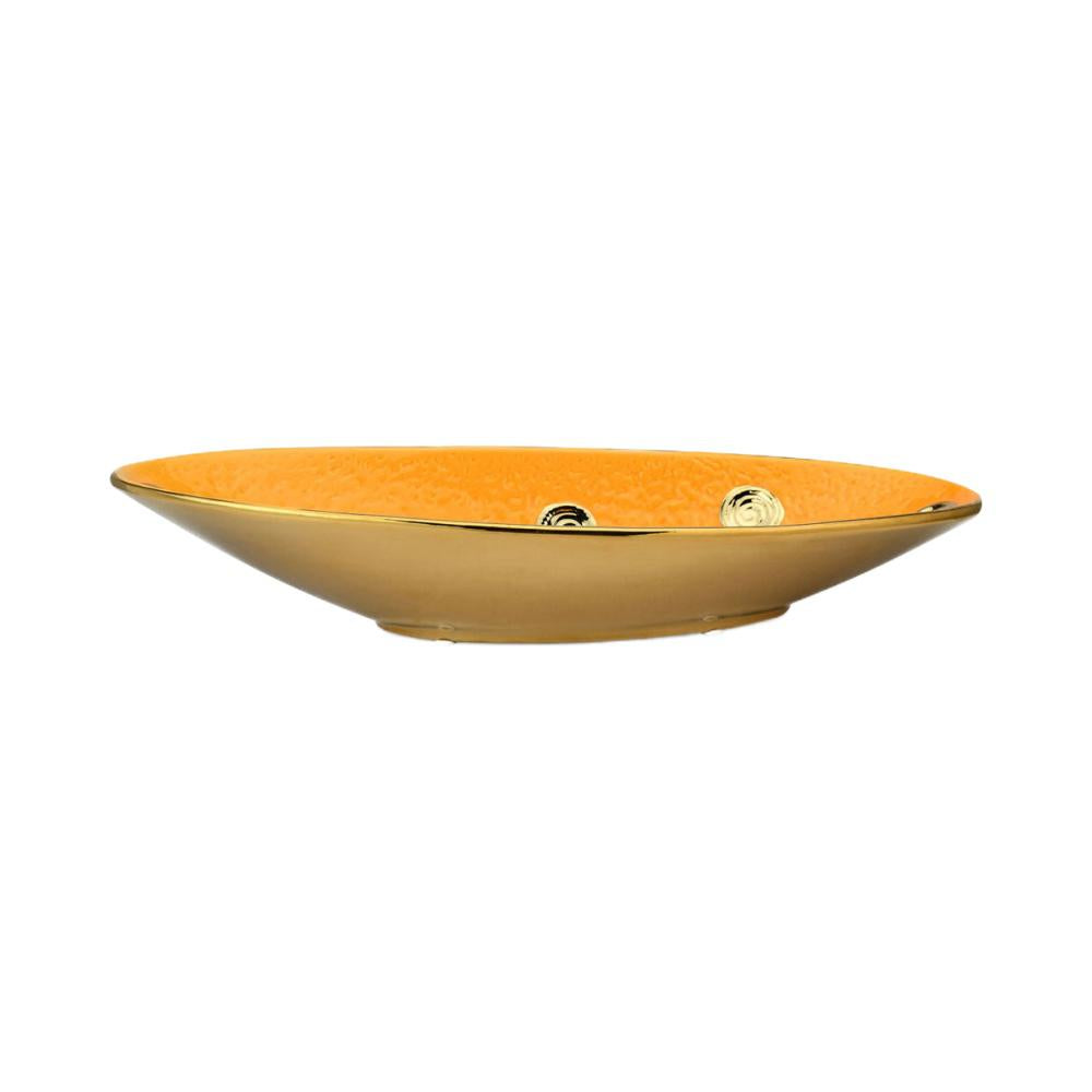 Polka Dot Ceramic Oval Platter (Mustard)