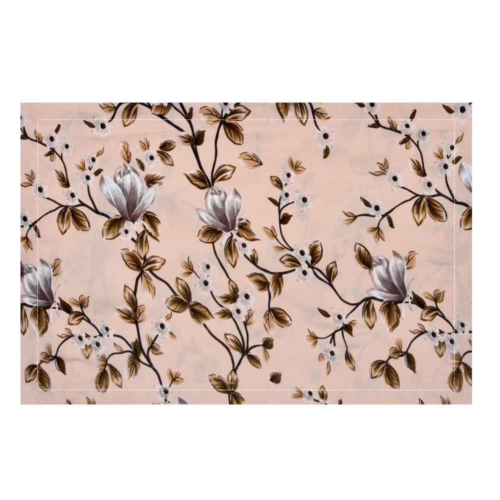 Utopia Paradise Floral Polyester Double Bedsheet With 2 Pillow Covers (Beige)