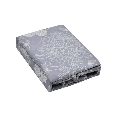 Aurora Elegance Floral Polyester Fitted Double Bedsheet (Grey)