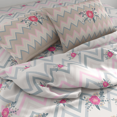 Spaces Artenova Cotton Double Bedsheet With 2 Pillow Covers 144 TC (Pink)