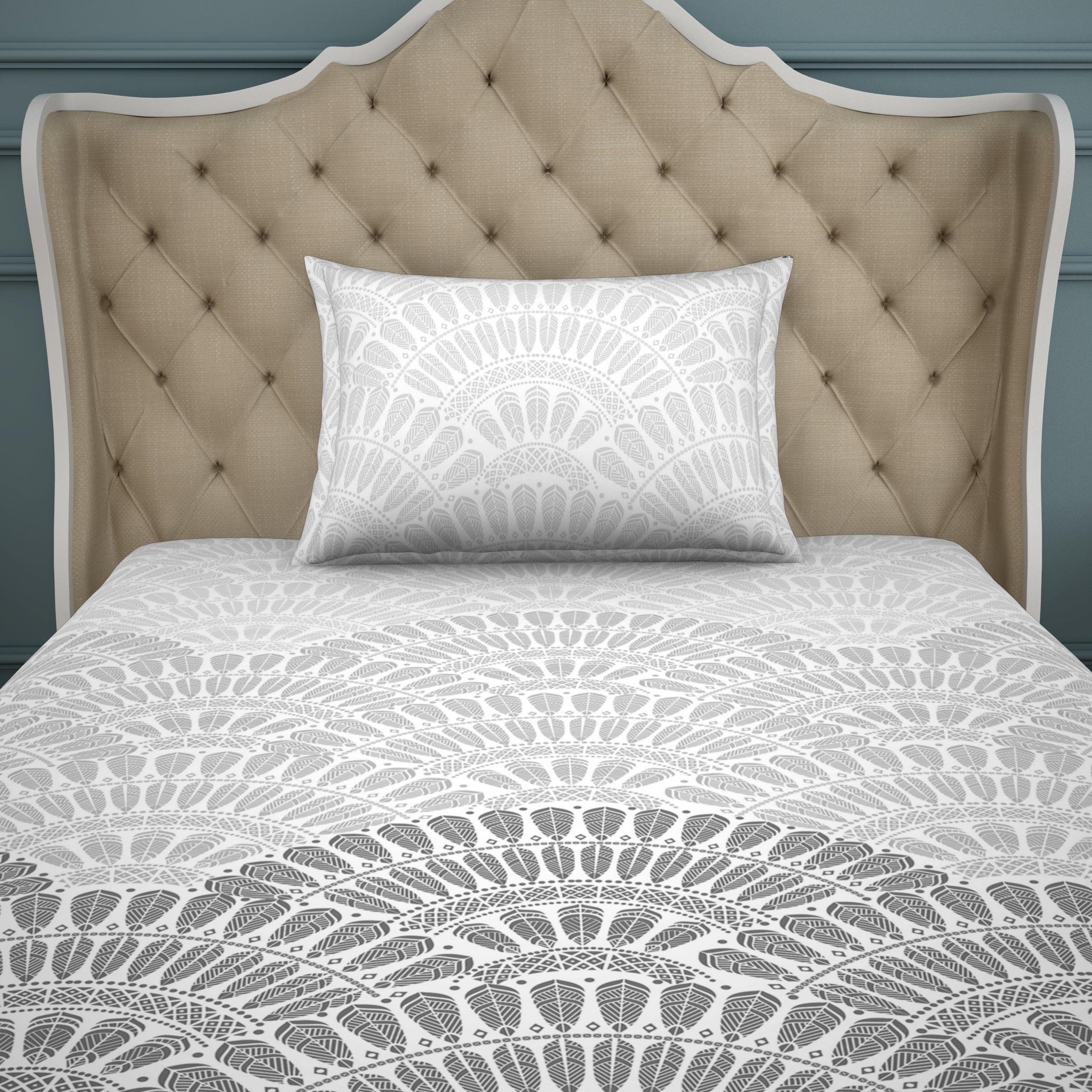 Spaces Artenova Cotton Single Bedsheet With 1 Pillow Cover 144 TC (Grey)