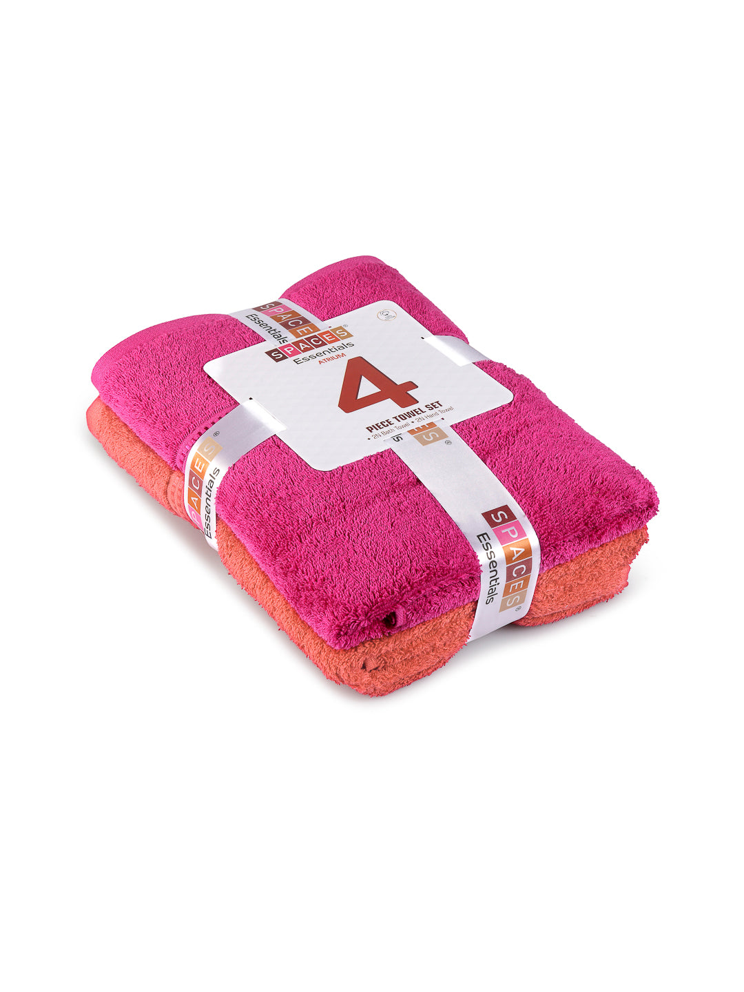 Spaces Atrium Cotton 4 Pc Towel Set 450 GSM(Tango Red-Raspberry)