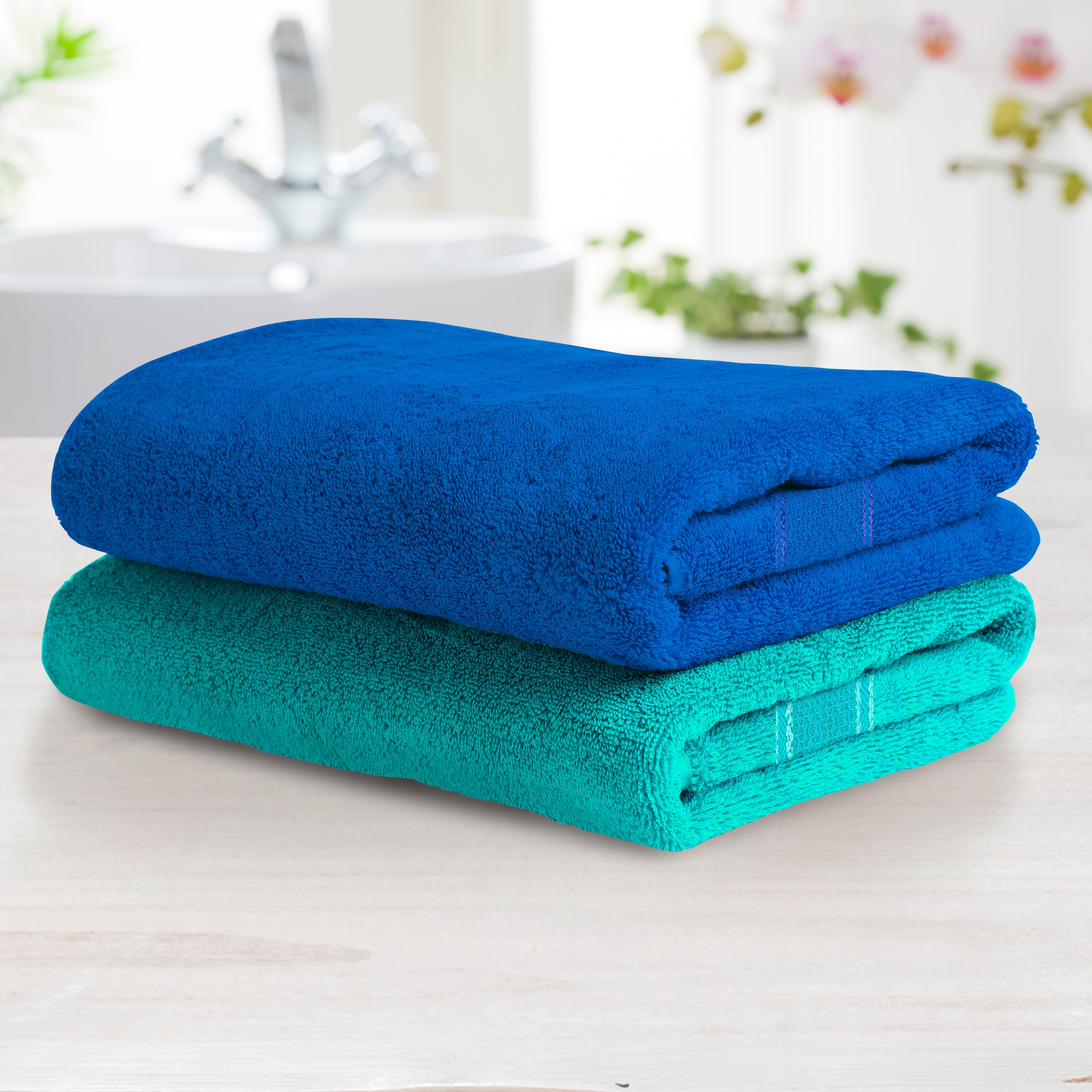 Buy Aquacado Bath Towel Set of 2 Turq Blue & Irish Blue Online