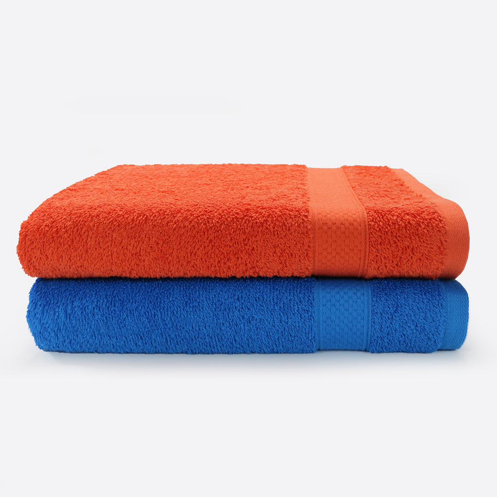 Spaces Atrium Cotton 2 Pcs Bath Towel 434 GSM(Directoire Blue - Orange)