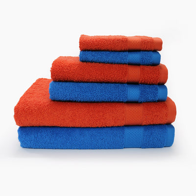 Spaces Atrium Cotton 6 Pcs Bath Towel Set 434 GSM(Directoire Blue - Orange)