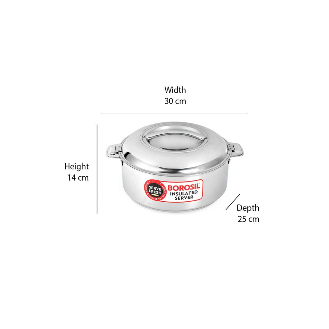 Insulated 3000 ml Casserole with Lid (Silver)