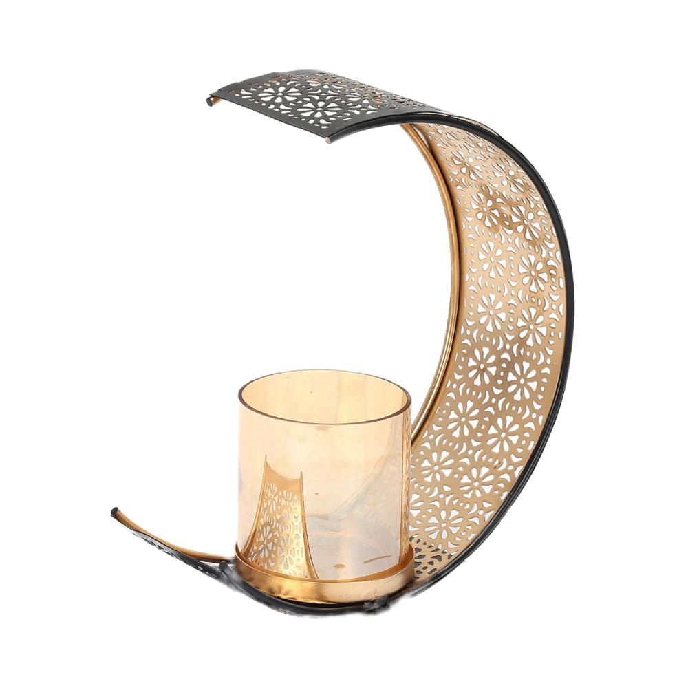 Decorative Arc Metal Candle Stand (Brown & Gold)