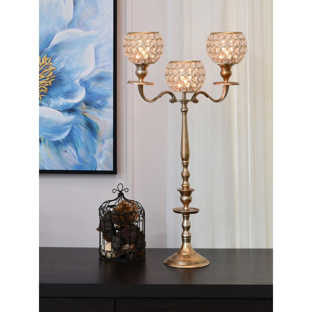 Decorative Tri Branch Candle Stand (Gold)