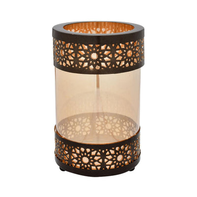 Flora Metal & Glass Candle Stand (Brown & Gold)