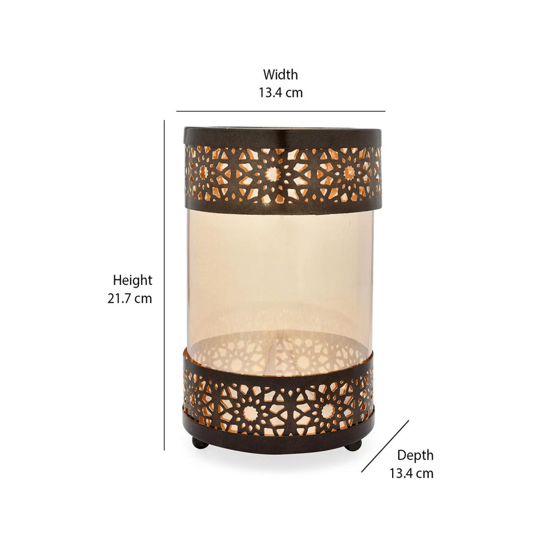Flora Metal & Glass Candle Stand (Brown & Gold)