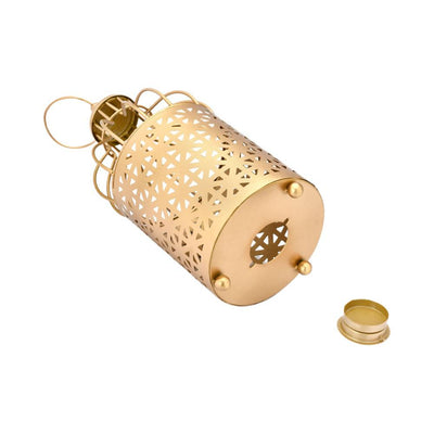 Decorative Cage Metal Lantern (Brown & Gold)