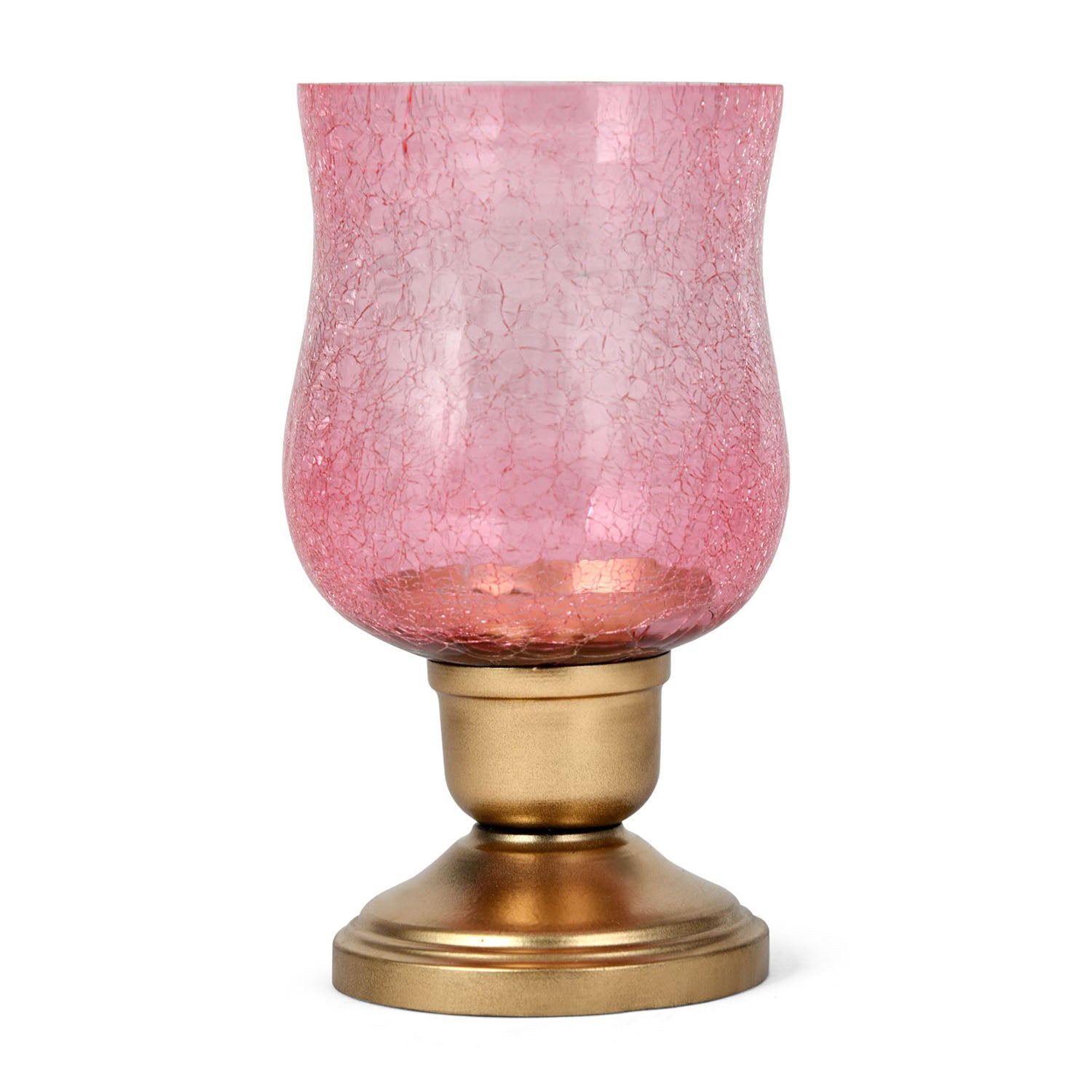 Hurricane Radiance Metal & Glass Candle Stand (Onion & Gold)
