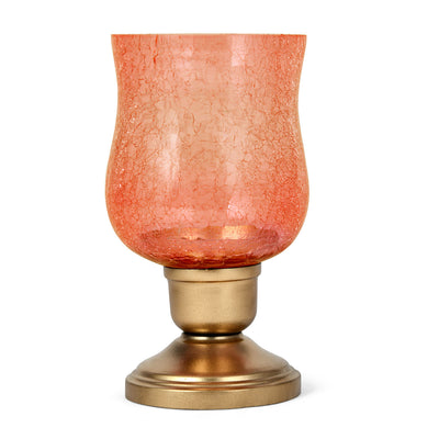 Hurricane Radiance Metal & Glass Candle Stand (Rust & Gold)