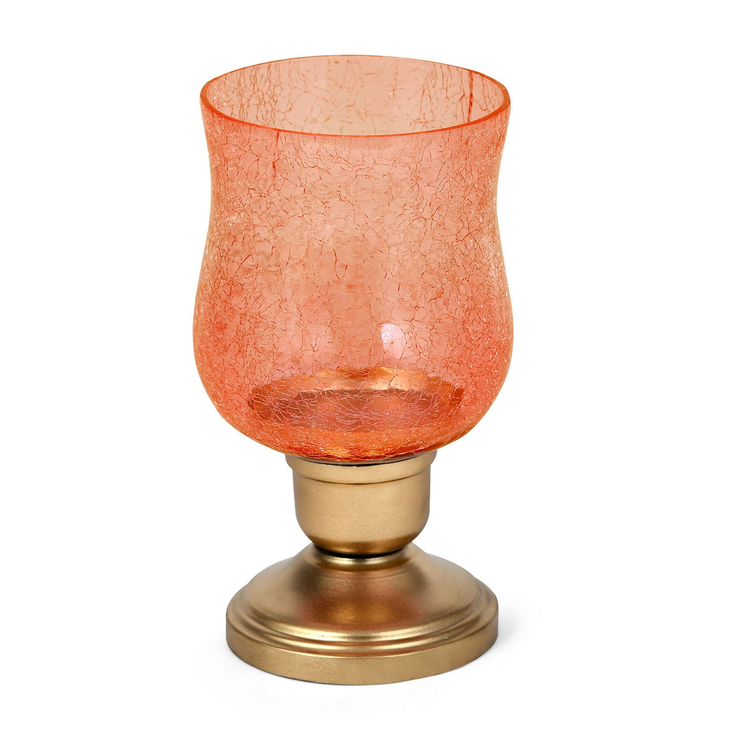 Hurricane Radiance Metal & Glass Candle Stand (Rust & Gold)