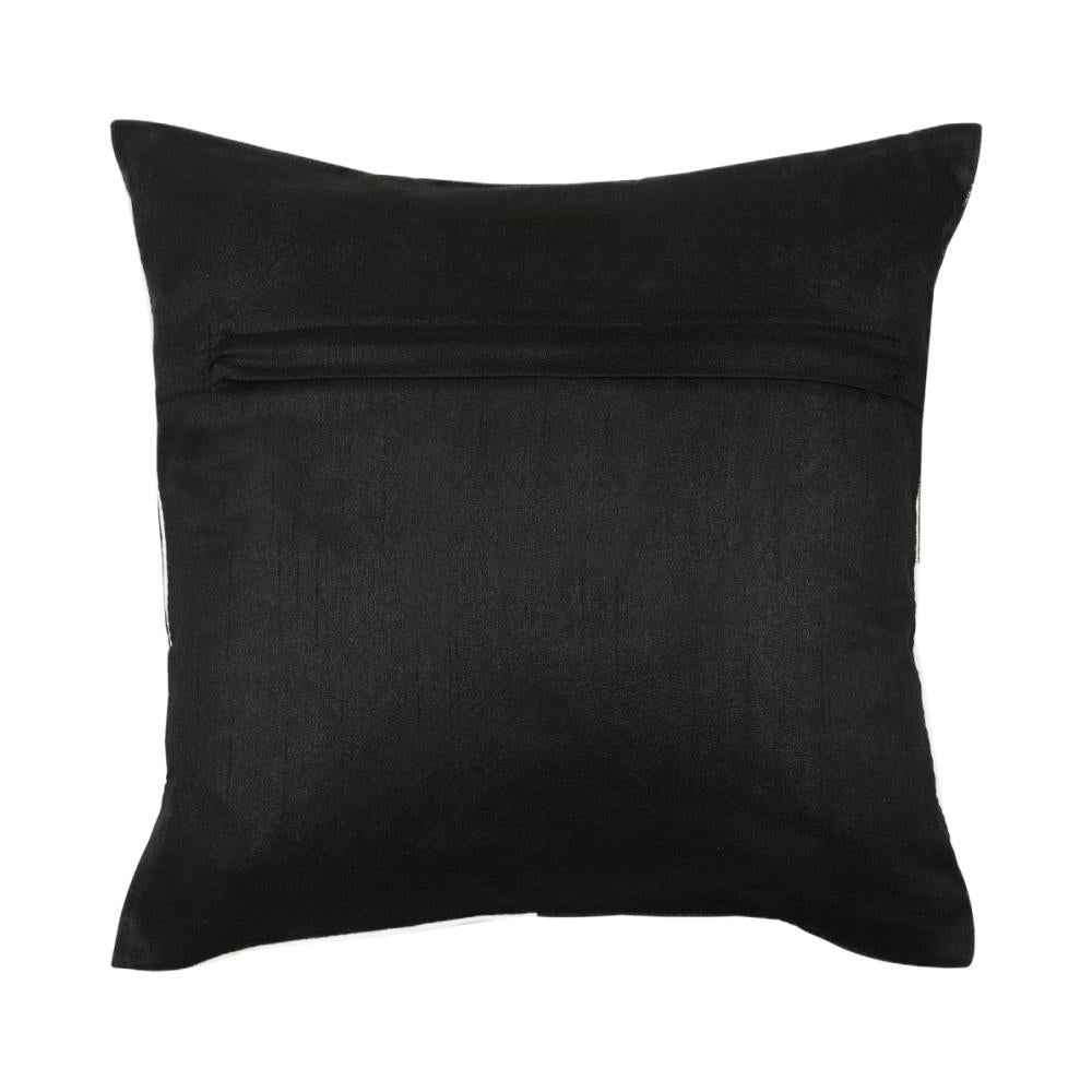 Cosmos Foil Square Illusion Polyester 12" x 12" Cushion Cover (Black & Gold)