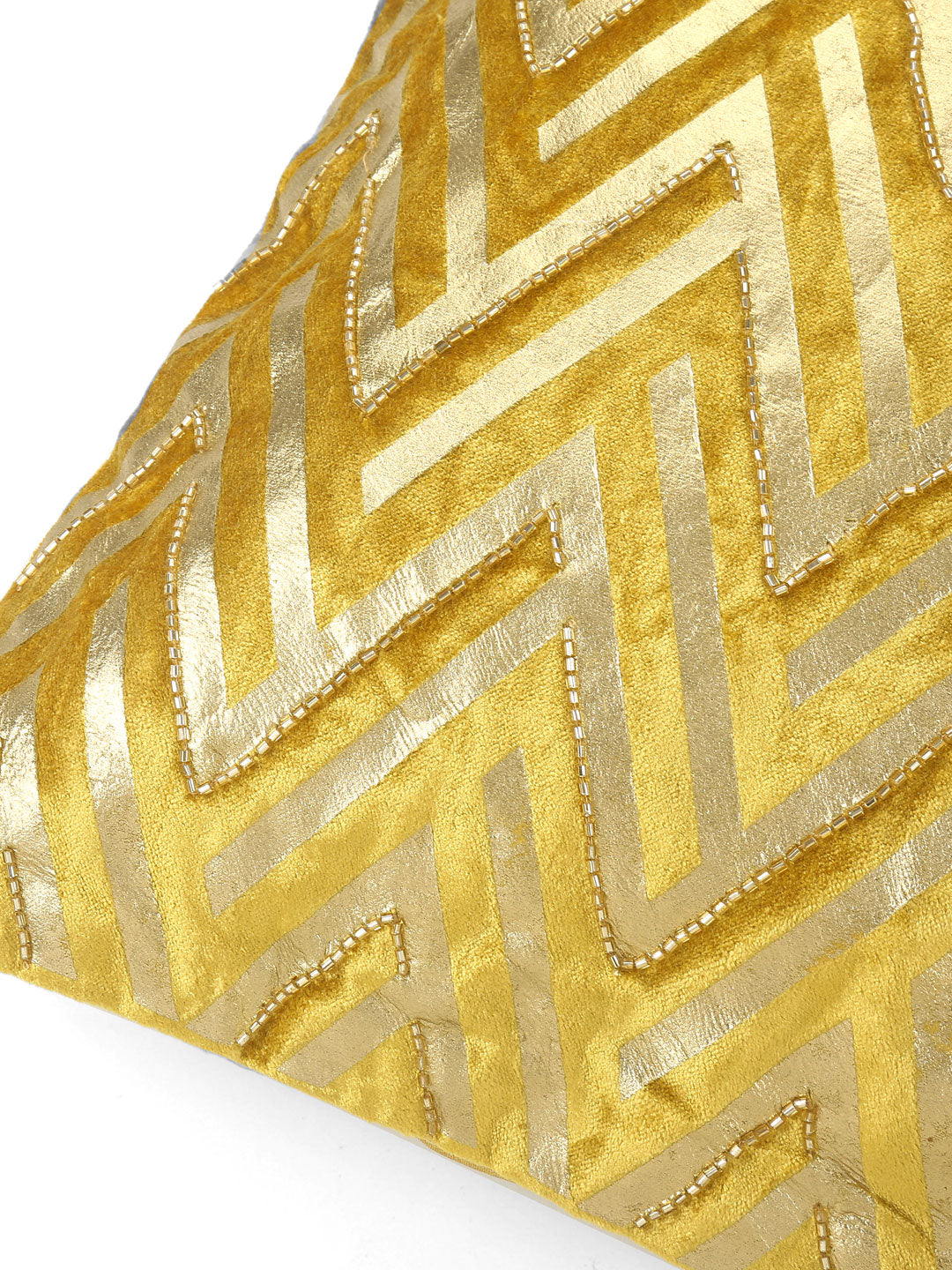 Foil Scroll Cushion Covers (Yellow)