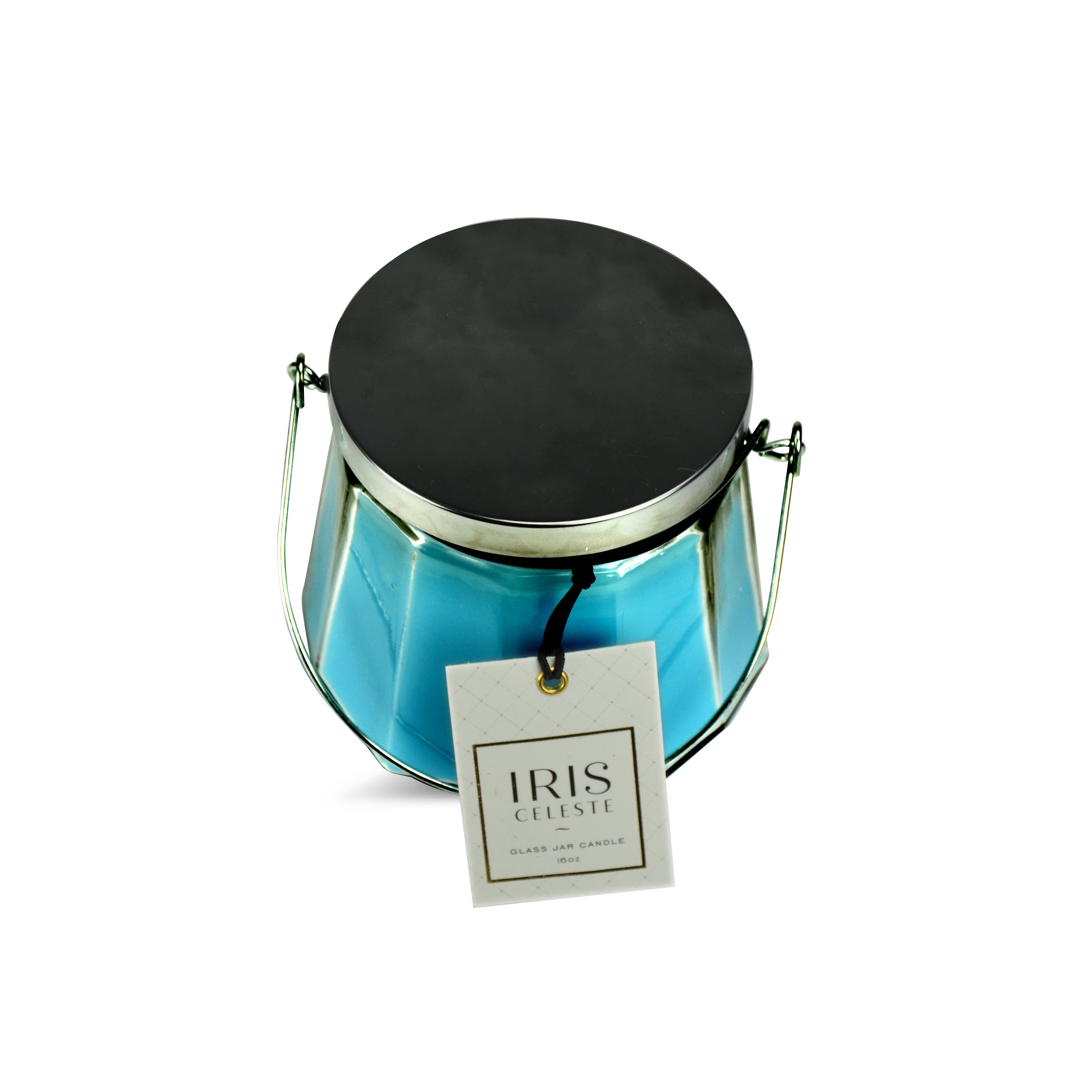 Iris Jar Candle With Metal ( Coral Blue)