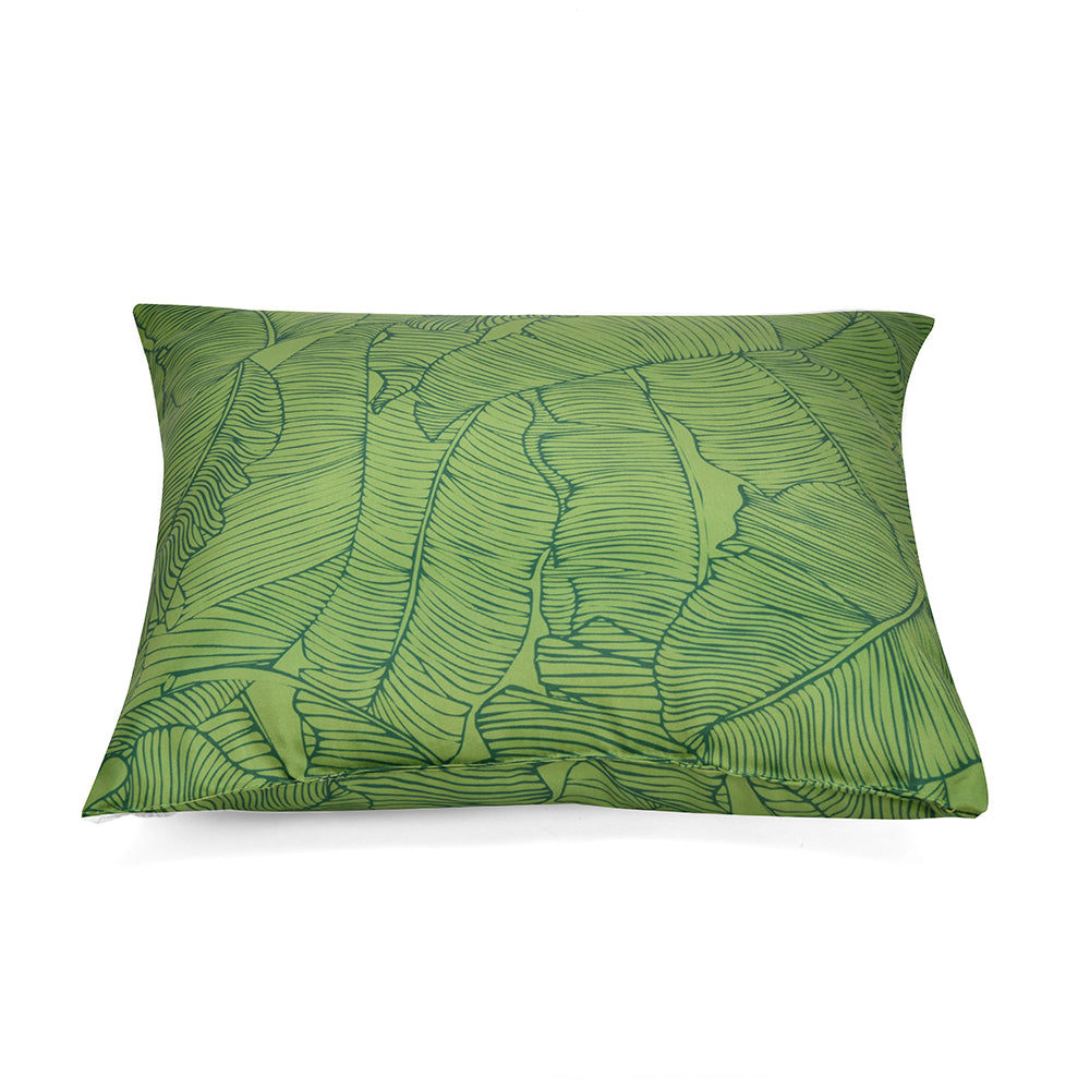 Ariel Biophilic Cult Satin Fabric 16" x 16" Filled Cushion (Green)