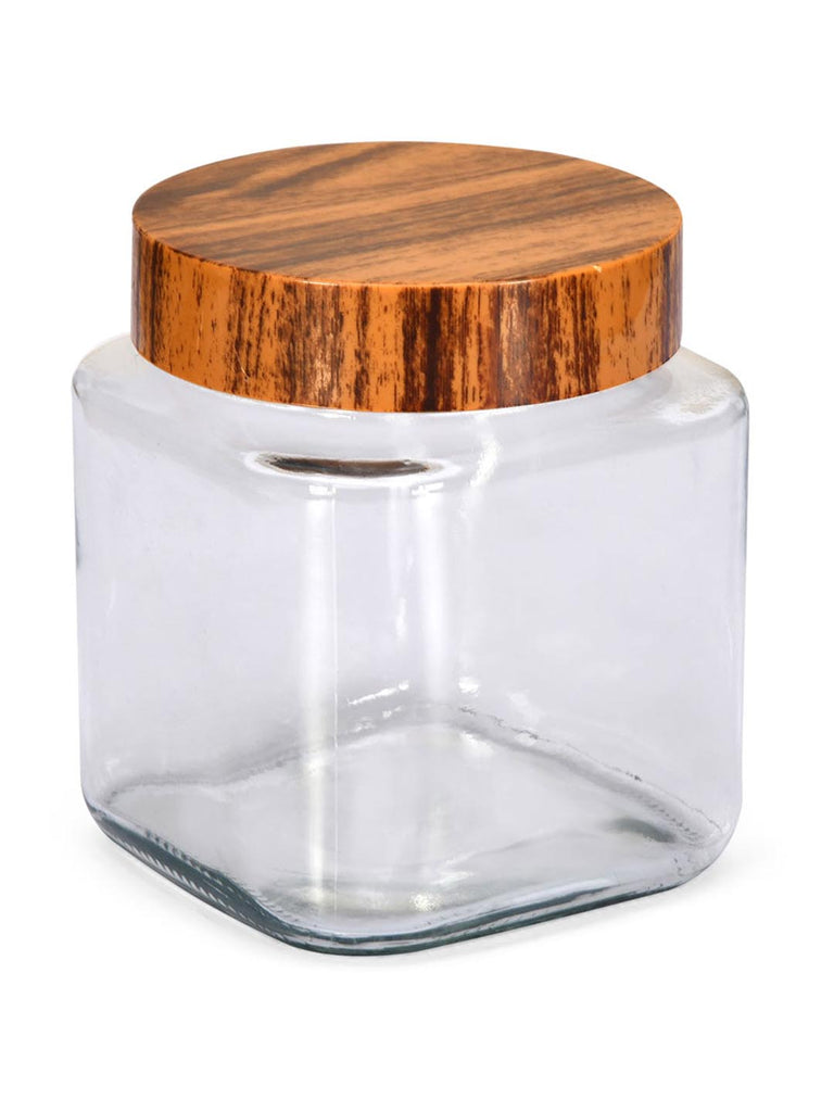 Woody Square 1000 ml Jar Brown