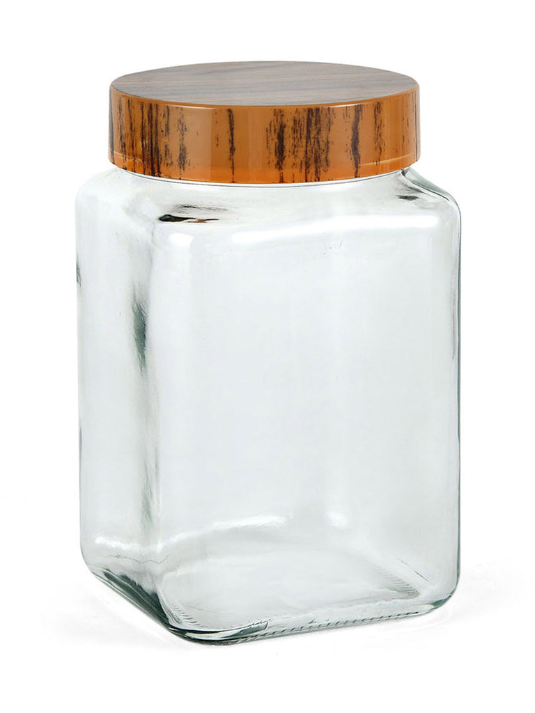 Woody Square 1500 ml Jar Brown