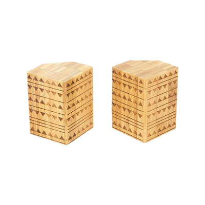 Laser Cut Bamboo Salt & Pepper Container Set (Brown)