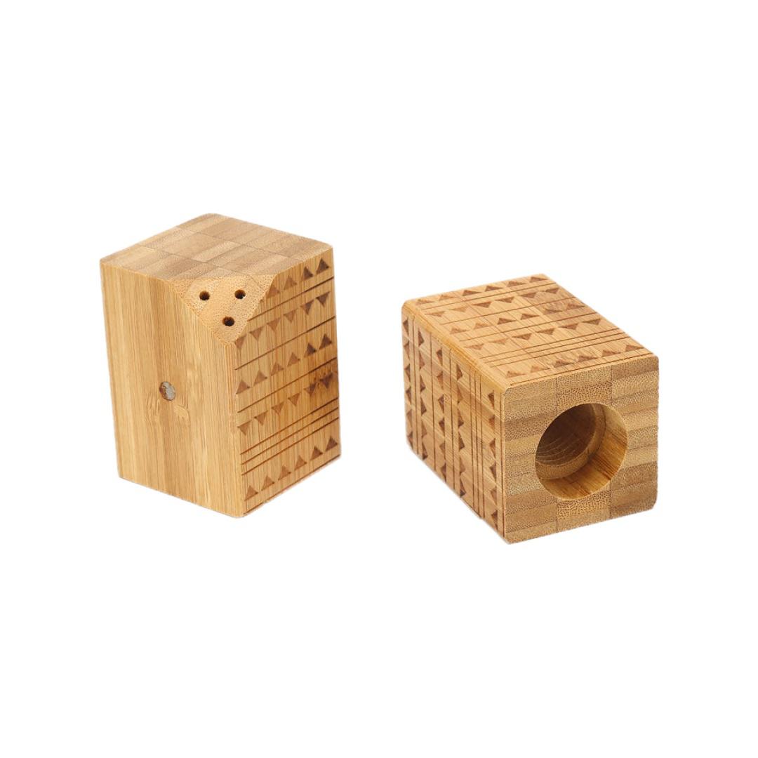 Laser Cut Bamboo Salt & Pepper Container Set (Brown)