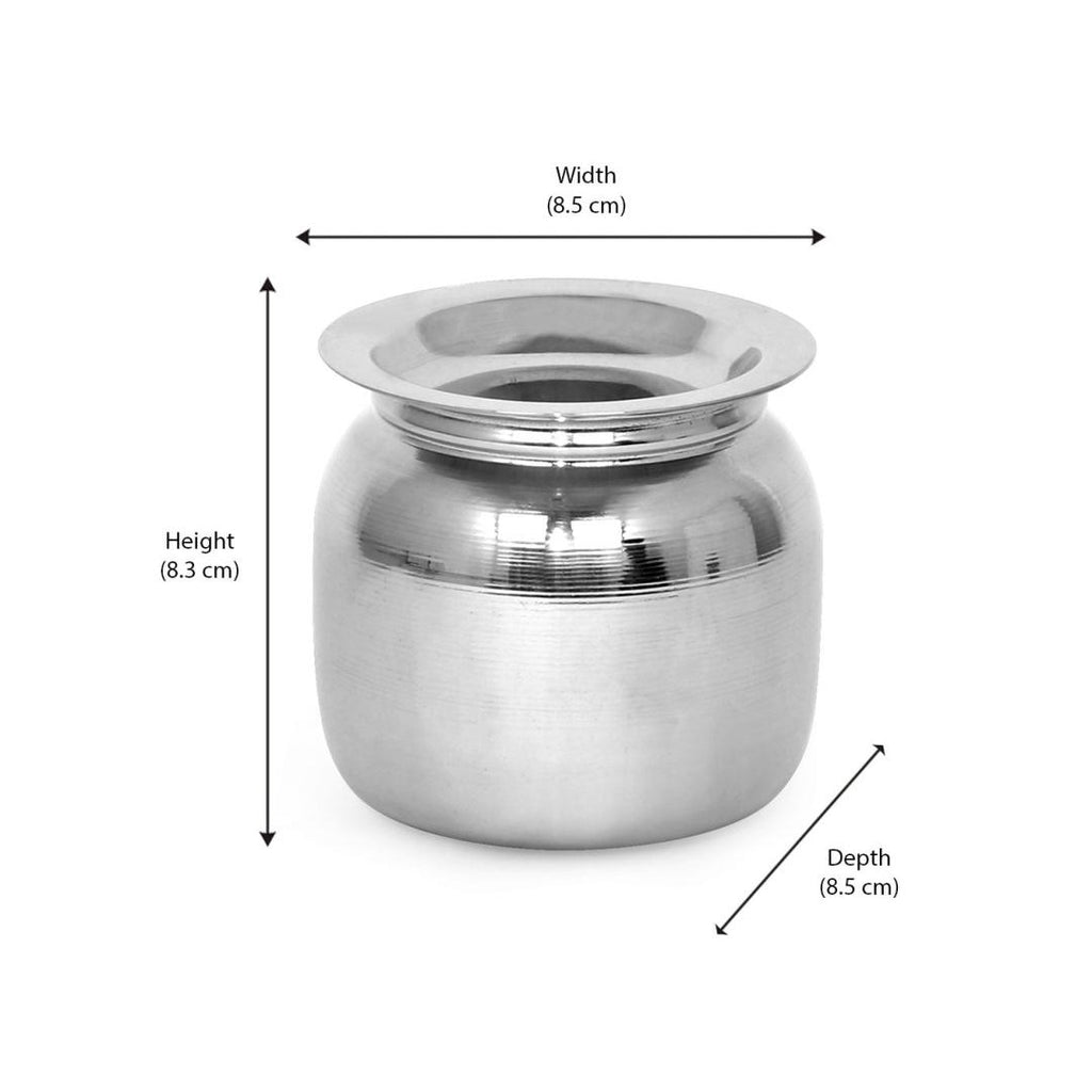 Stainless Steel 150 ml Ghee Pot with Spoon (Silver)