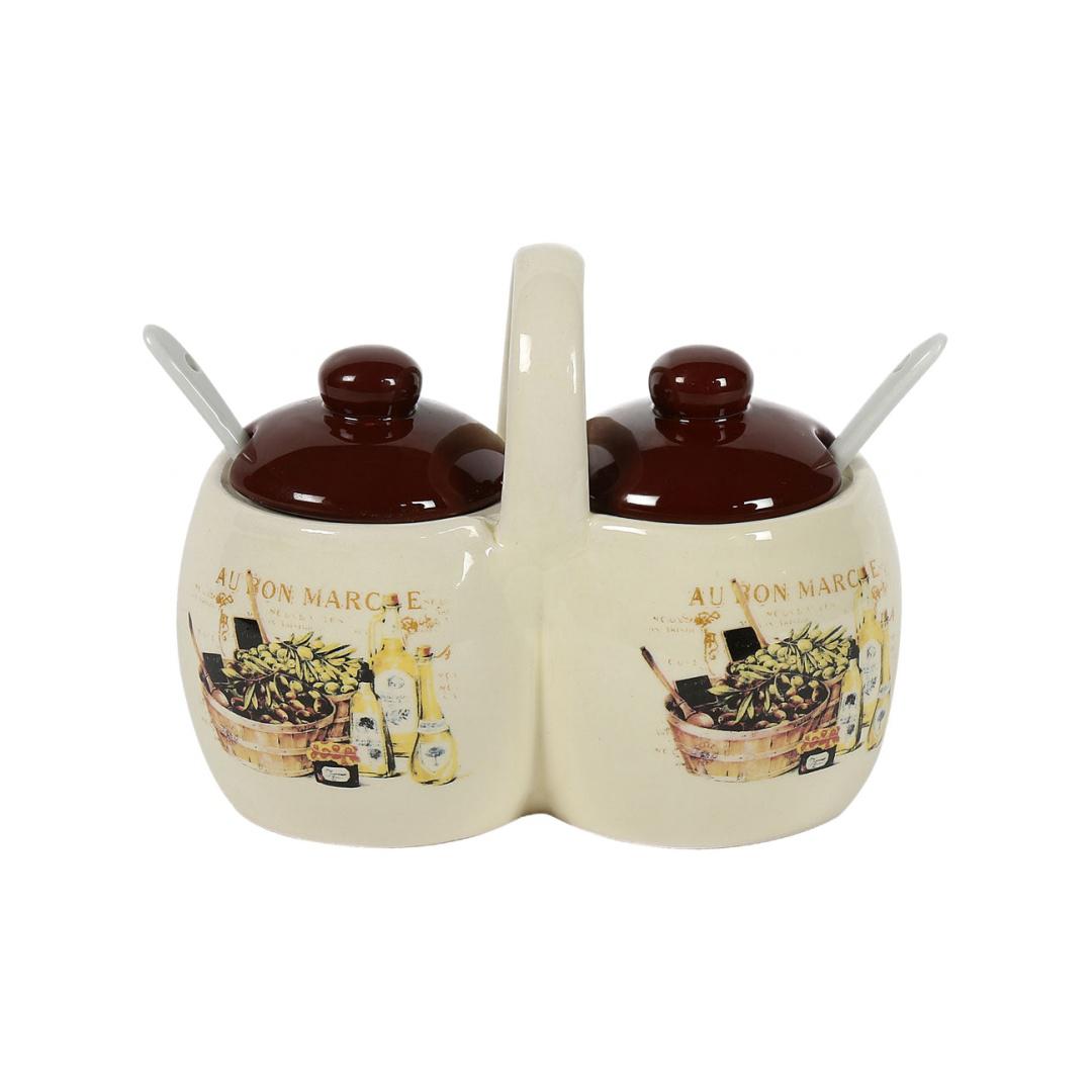 Condiments Set With Spoon (Brown)
