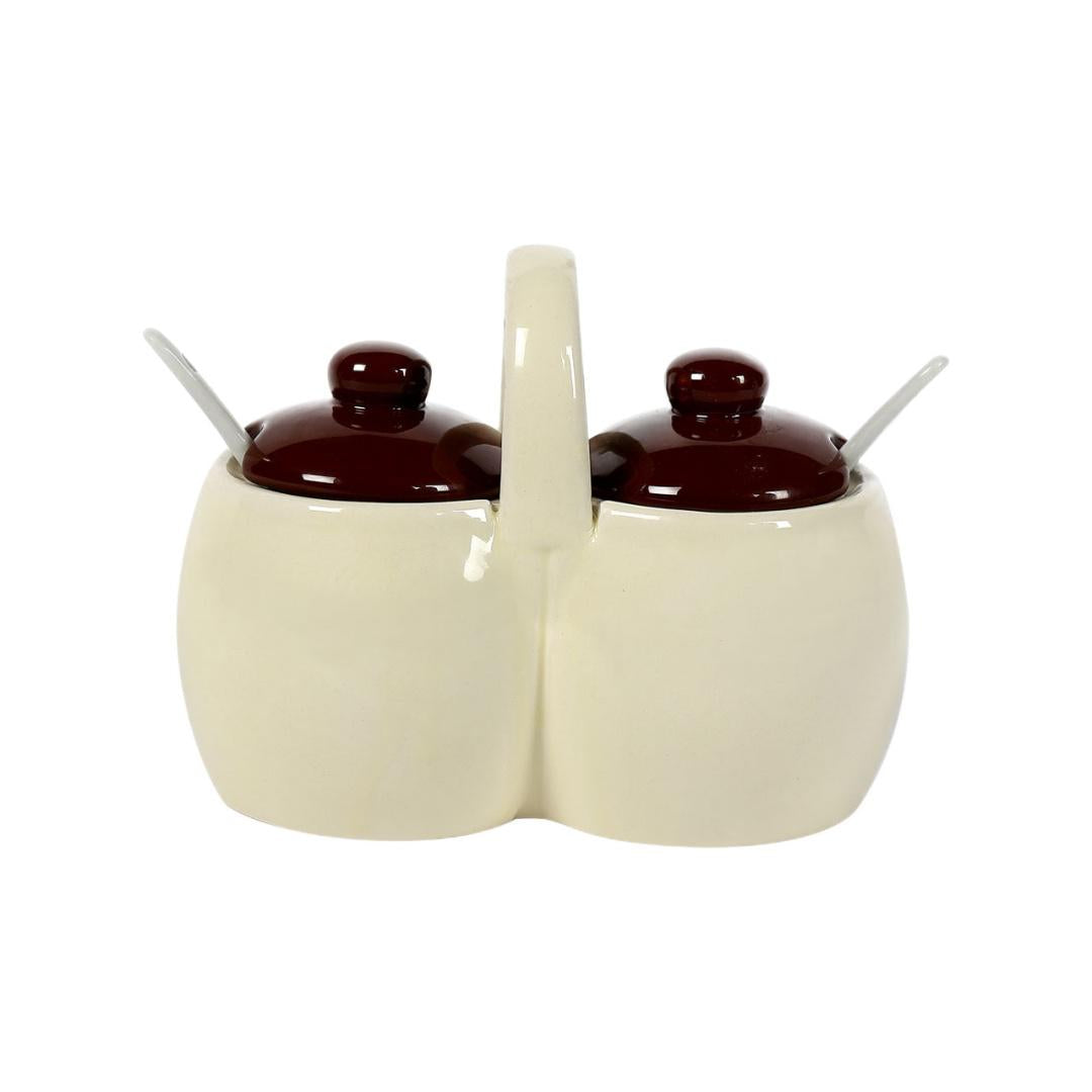 Condiments Set With Spoon (Brown)