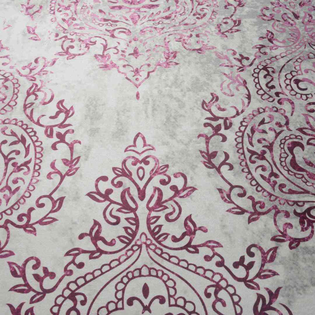 Motif Polyester 2 x 5 Ft Machine Made Carpet (Beige & Purple)