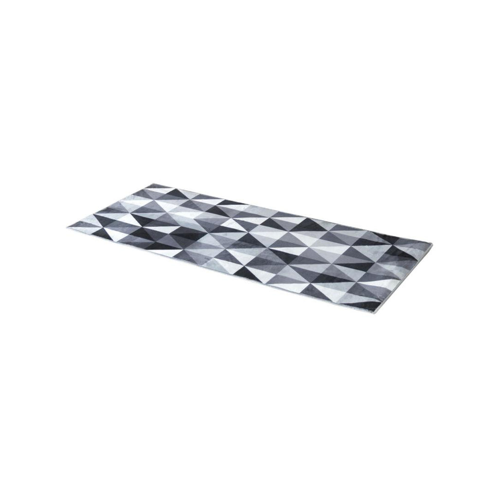 Geometric Polyester 2 x 5 Ft Machine Made Carpet (Black & White)