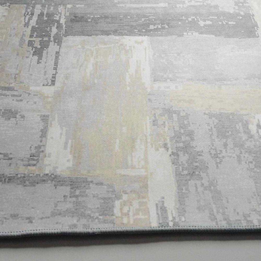 Abstract Polyester 2 x 5 Ft Machine Made Carpet (Grey)