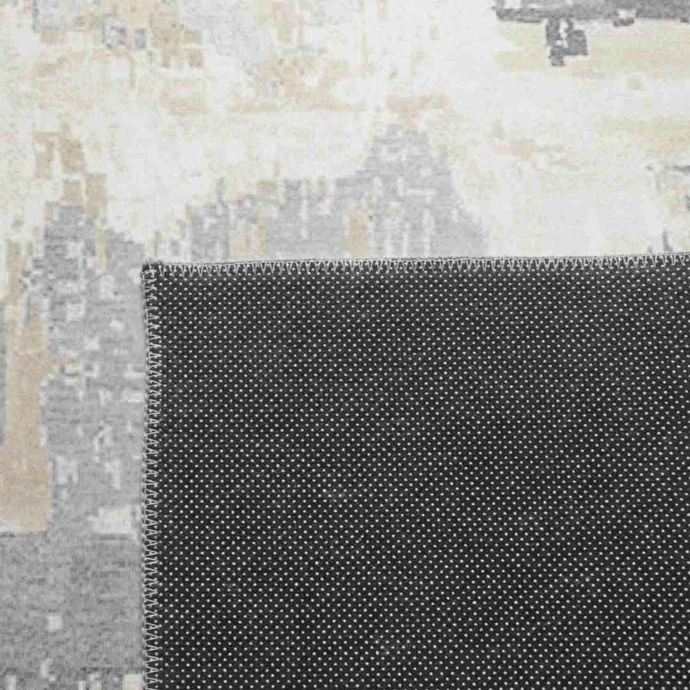 Abstract Polyester 2 x 5 Ft Machine Made Carpet (Grey)
