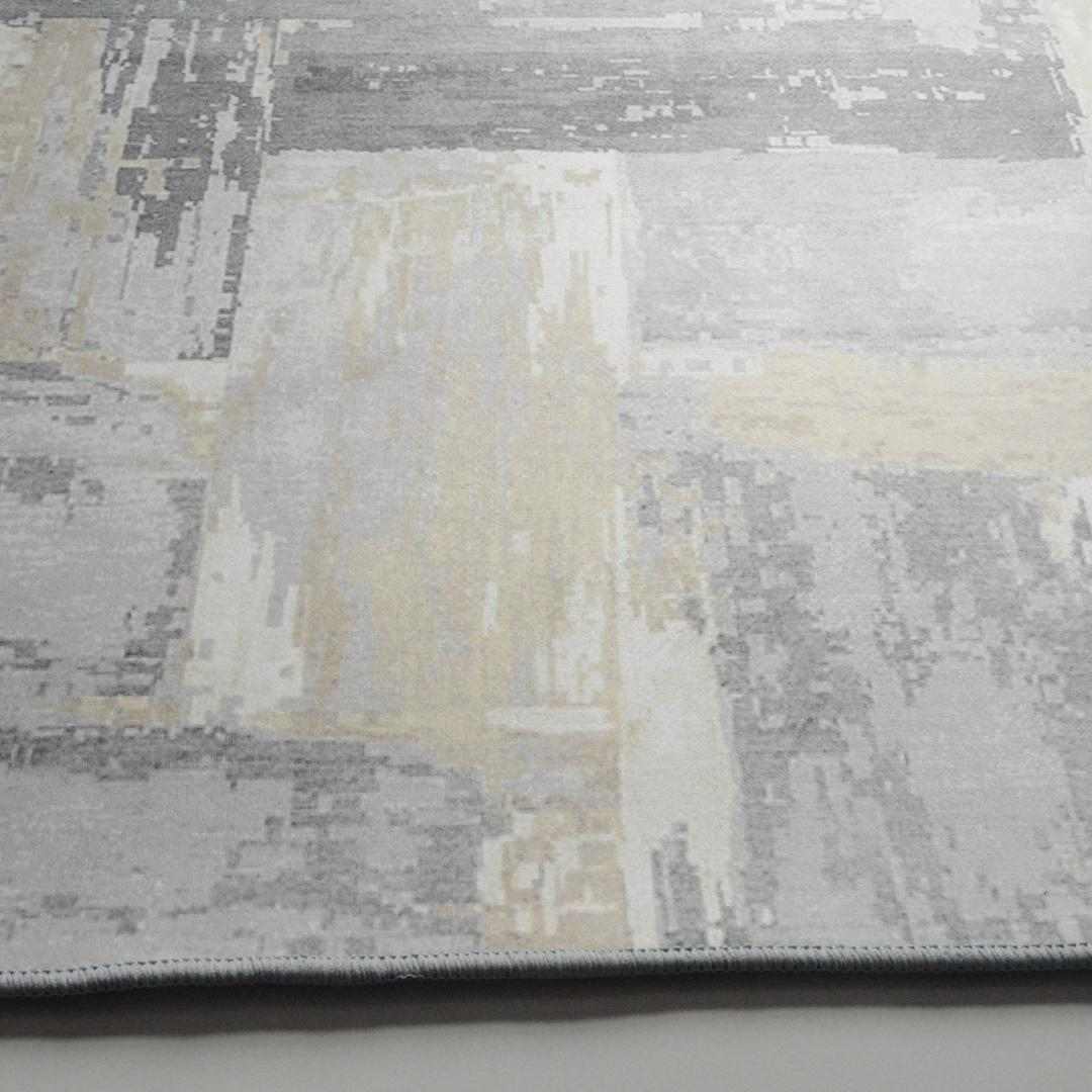 Abstract Polyester 3 x 5 Ft Machine Made Carpet (Grey)