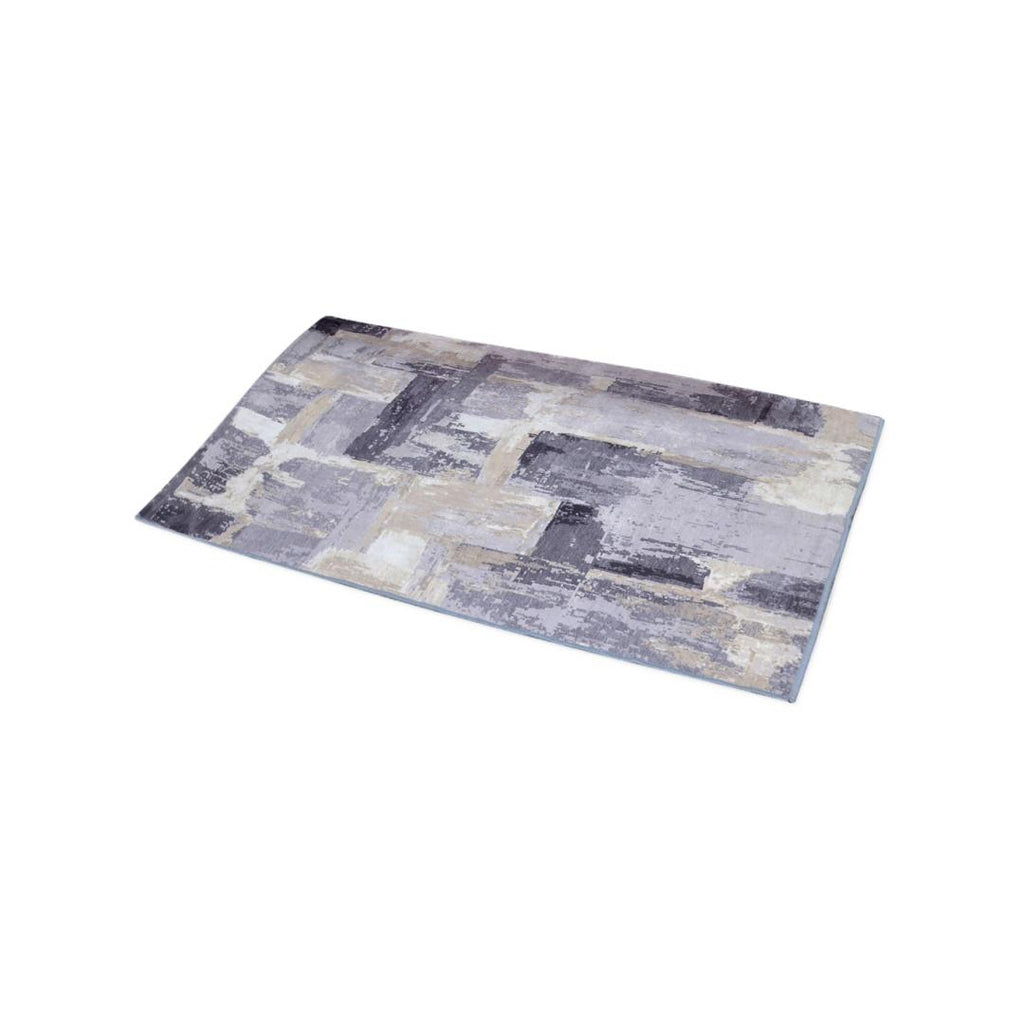 Abstract Polyester 4 x 6 Ft Machine Made Carpet (Grey)