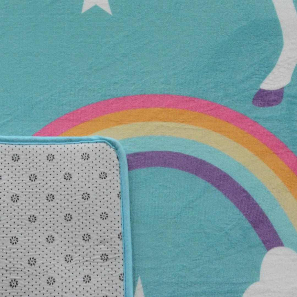 Unicorn Polyester 3 x 5 Ft Machine Made Kids Carpet (Sea Green)
