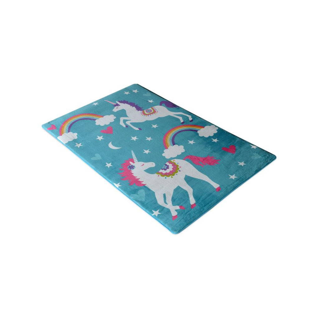 Unicorn Polyester 4 x 6 Ft Machine Made Kids Carpet (Sea Green)