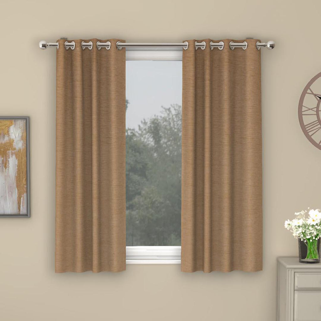Grace Solids Opus 5 Ft Polyester Window Curtains Set Of 2 (Beige)