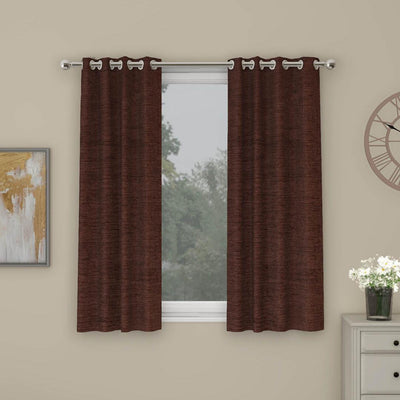 Grace Solids Opus 5 Ft Polyester Window Curtains Set Of 2 (Brown)
